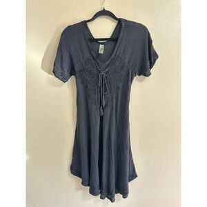 India Boutique Women's Soutache Design Black Full Swing Mini Dress Size S